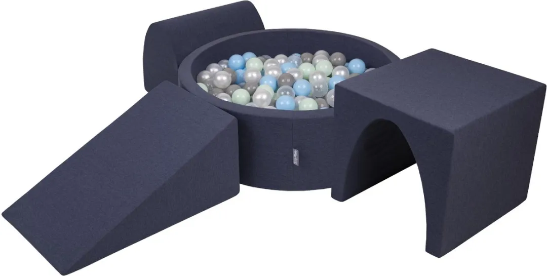 KiddyMoon Schuimspeelplaats Ballenbad 300 Ballen - 437300 - Donkerblauw/Grijs/Transparant