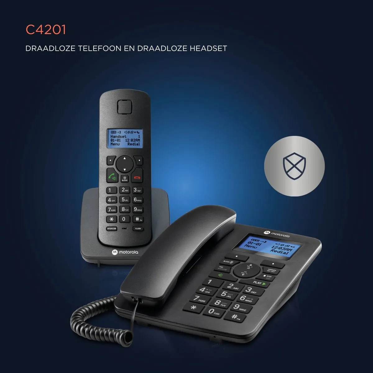 Motorola C4201 Huistelefoon - 2 Stuks - Zwart