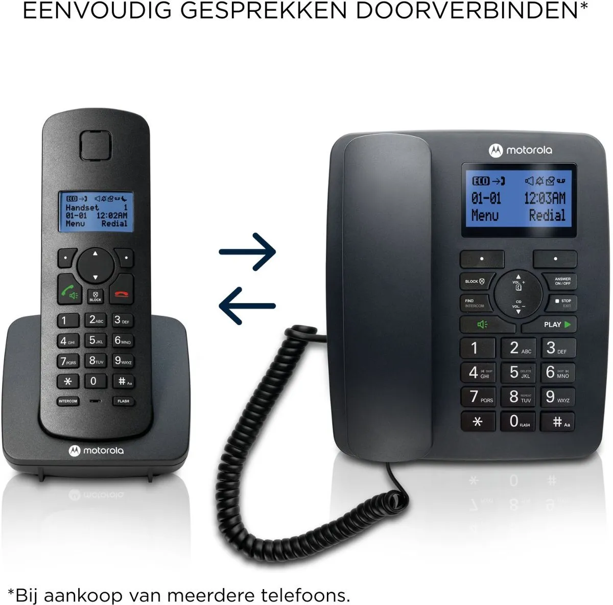 Motorola C4201 Huistelefoon - 2 Stuks - Zwart