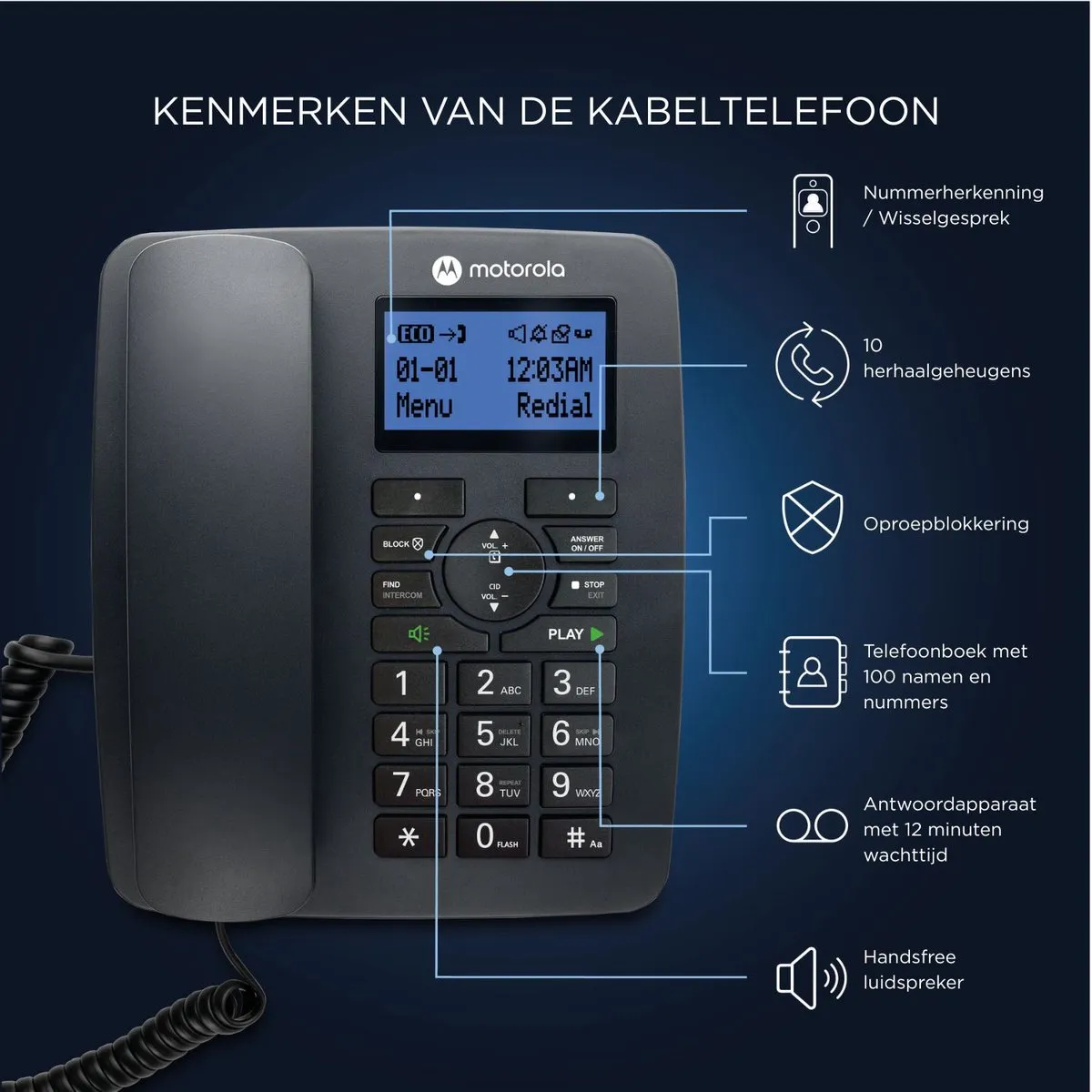 Motorola C4201 Huistelefoon - 2 Stuks - Zwart - afbeelding 6 van 6