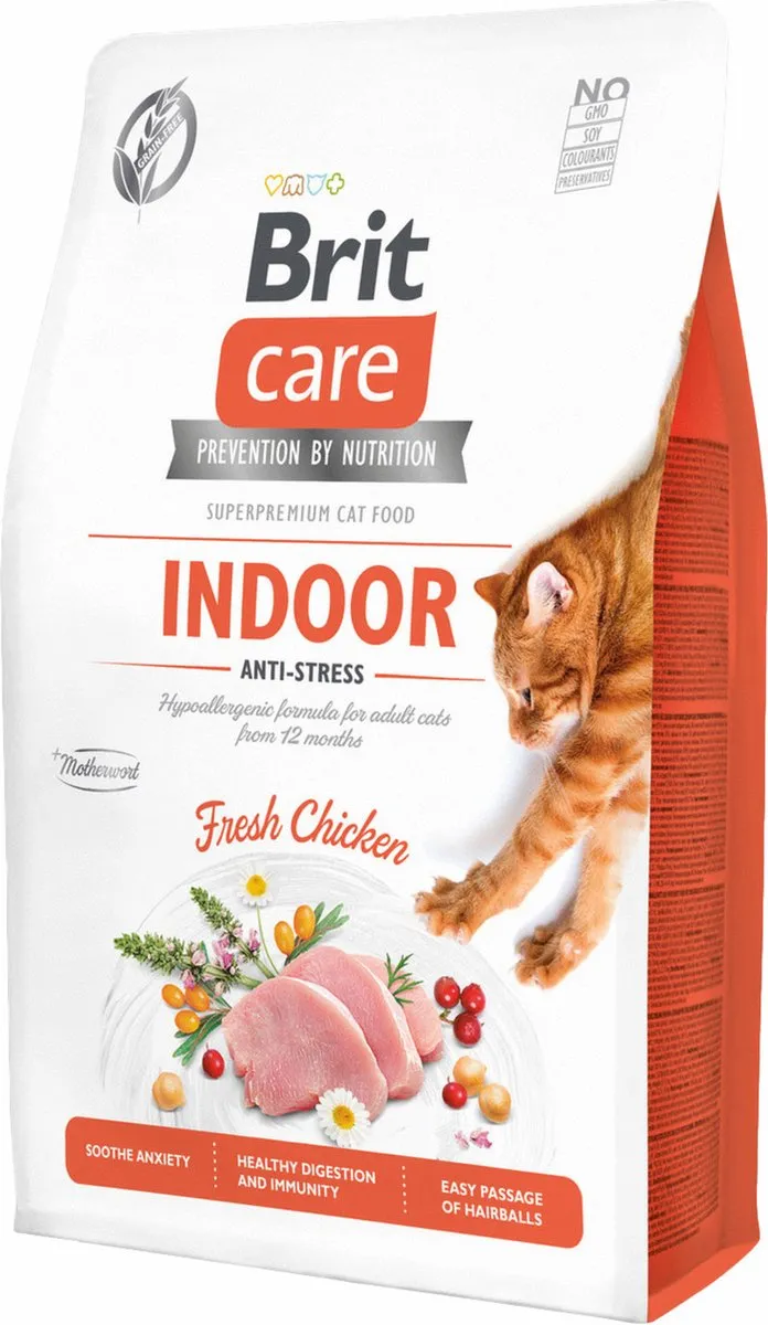 Brit Care Indoor Anti-Stress Kip Kattenvoer 2kg