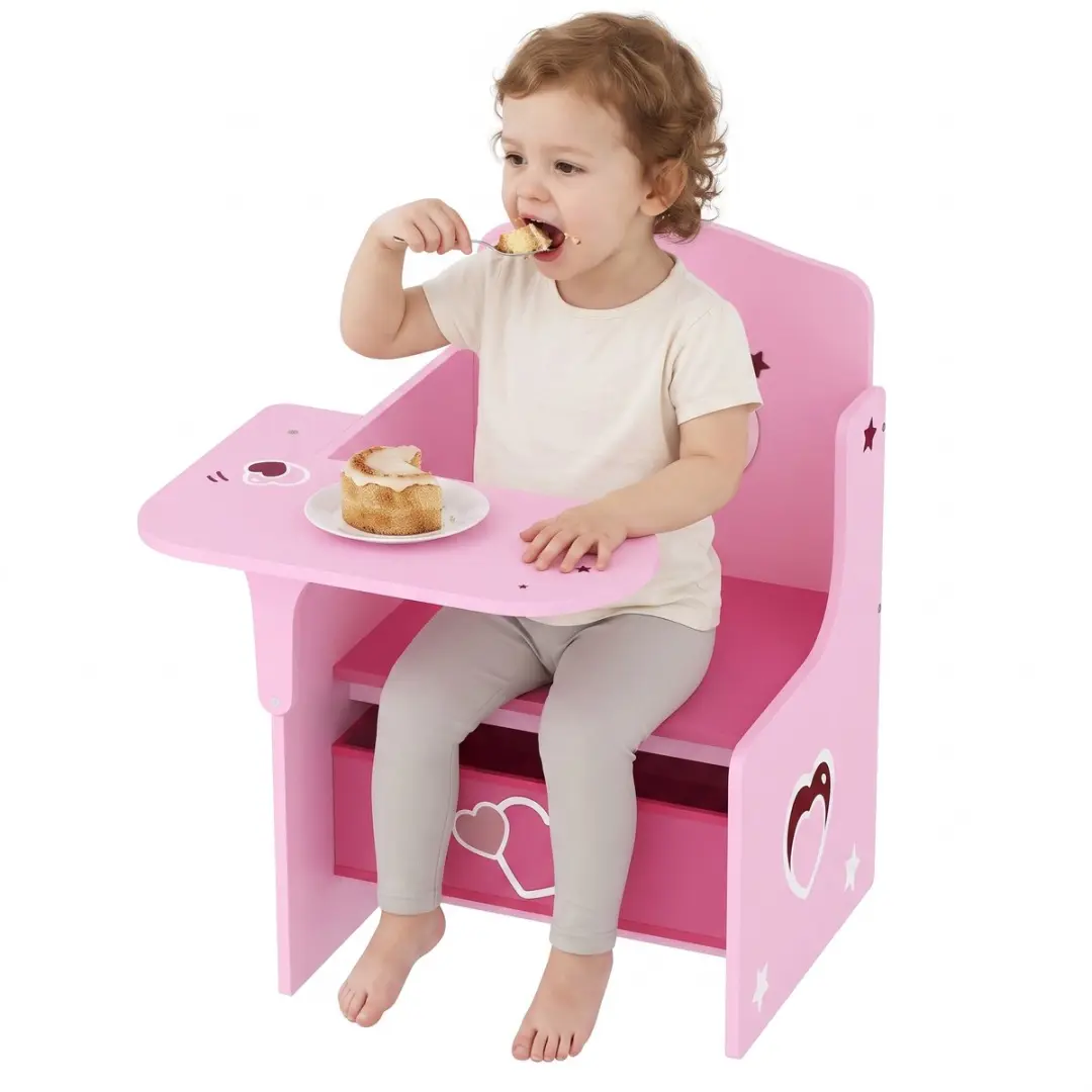 AIYAPLAY Kids Table and Chair Set-MDF, Vliesstoff-58,5L x 51B x 59H cm-Rosa