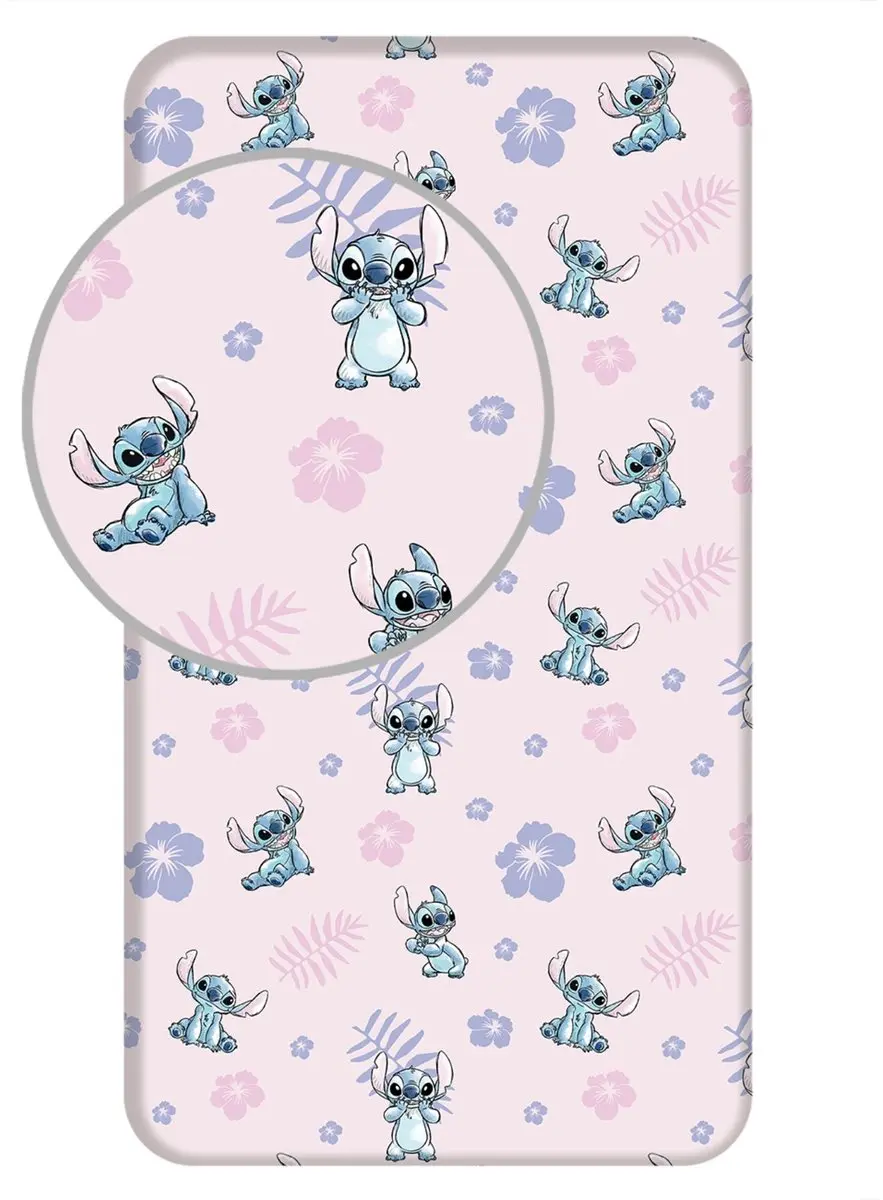 Lilo & Stitch Hoeslaken 90x200cm - Roze - afbeelding 3 van 4