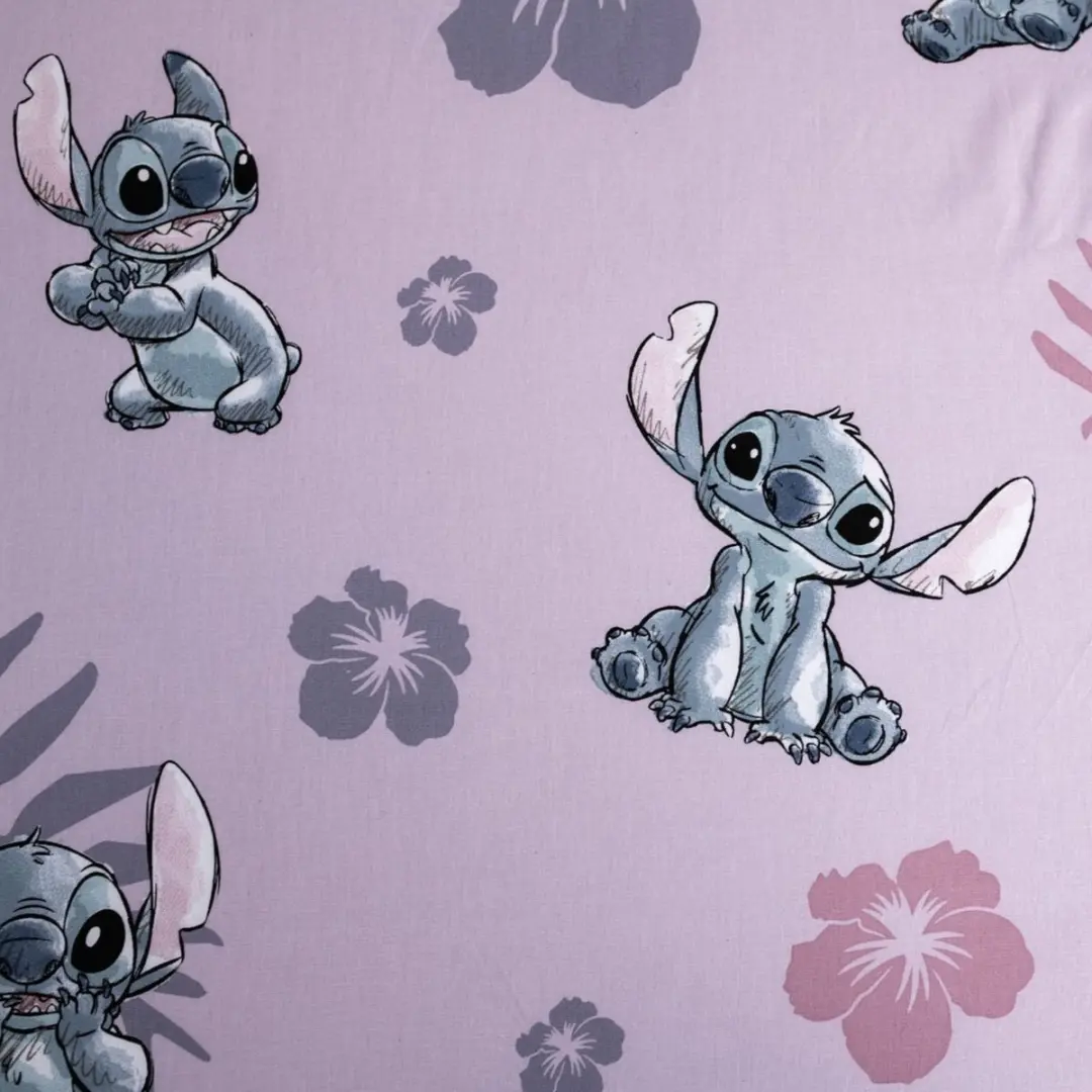 Lilo & Stitch Hoeslaken 90x200cm - Roze - afbeelding 2 van 4