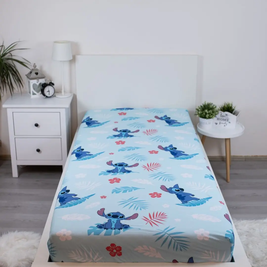 Lilo & Stitch Hoeslaken Summer Time - Eenpersoons - 90x200cm - Katoen - afbeelding 3 van 3