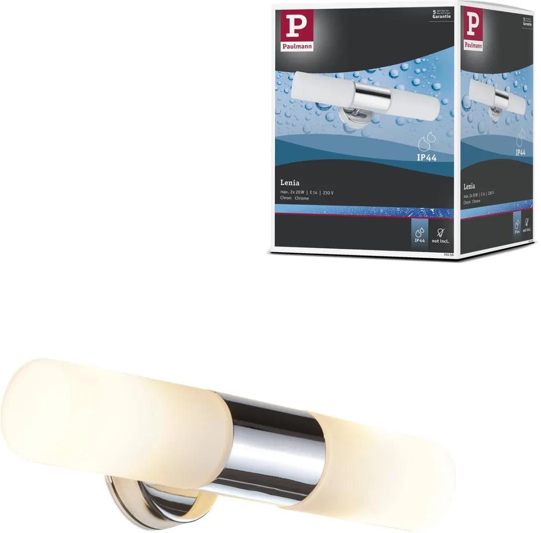 Paulmann Lenia LED-spiegellamp IP44 - 2x20W - Chroom/Opaal