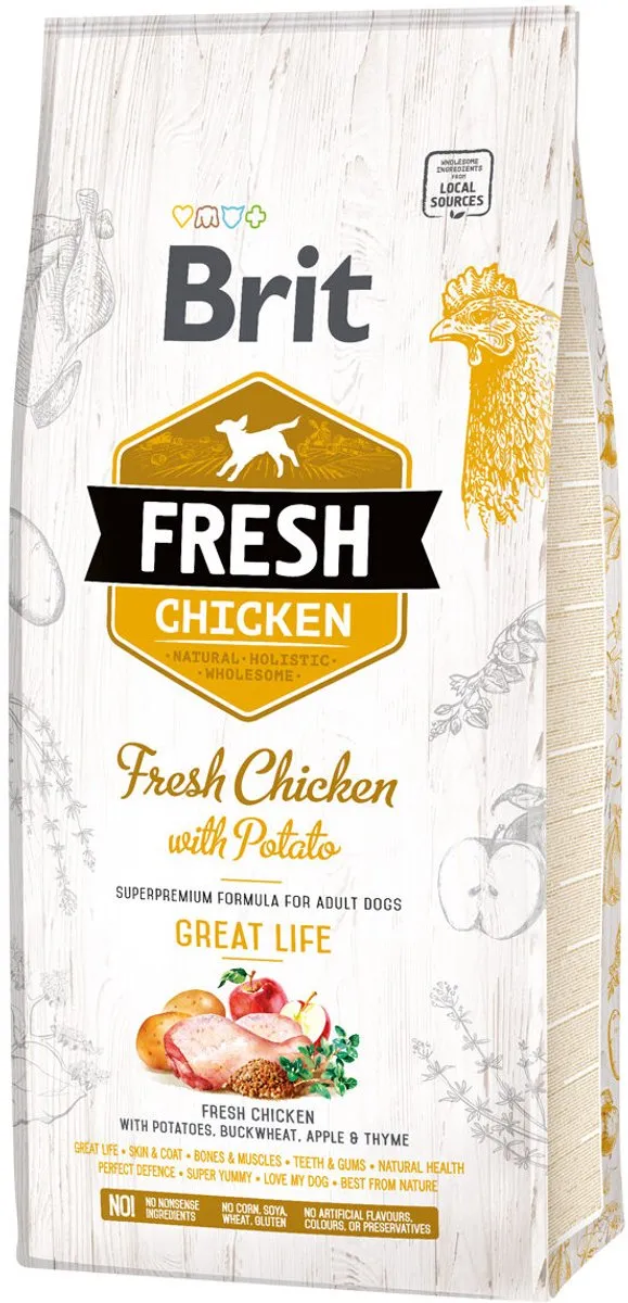 Brit Fresh Chicken & Potato Adult Great Life 12 kg - Hond