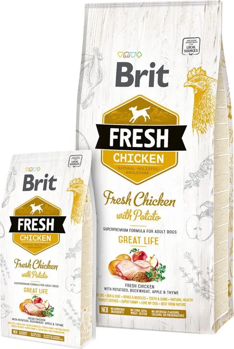 Brit Fresh Chicken & Potato Adult Great Life 12 kg - Hond