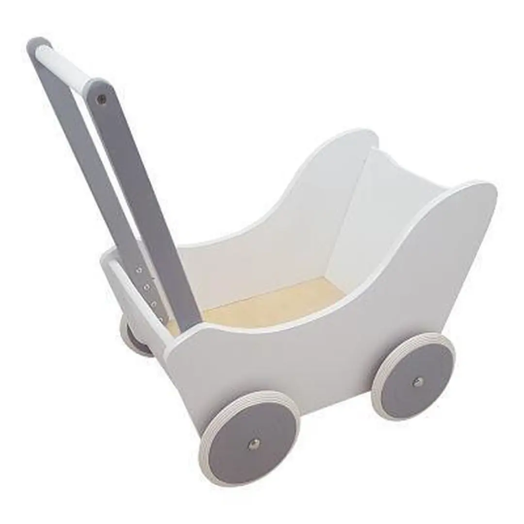 ThimbleToys Houten Poppenwagen met Dekje - Wit/Zilver - afbeelding 3 van 3