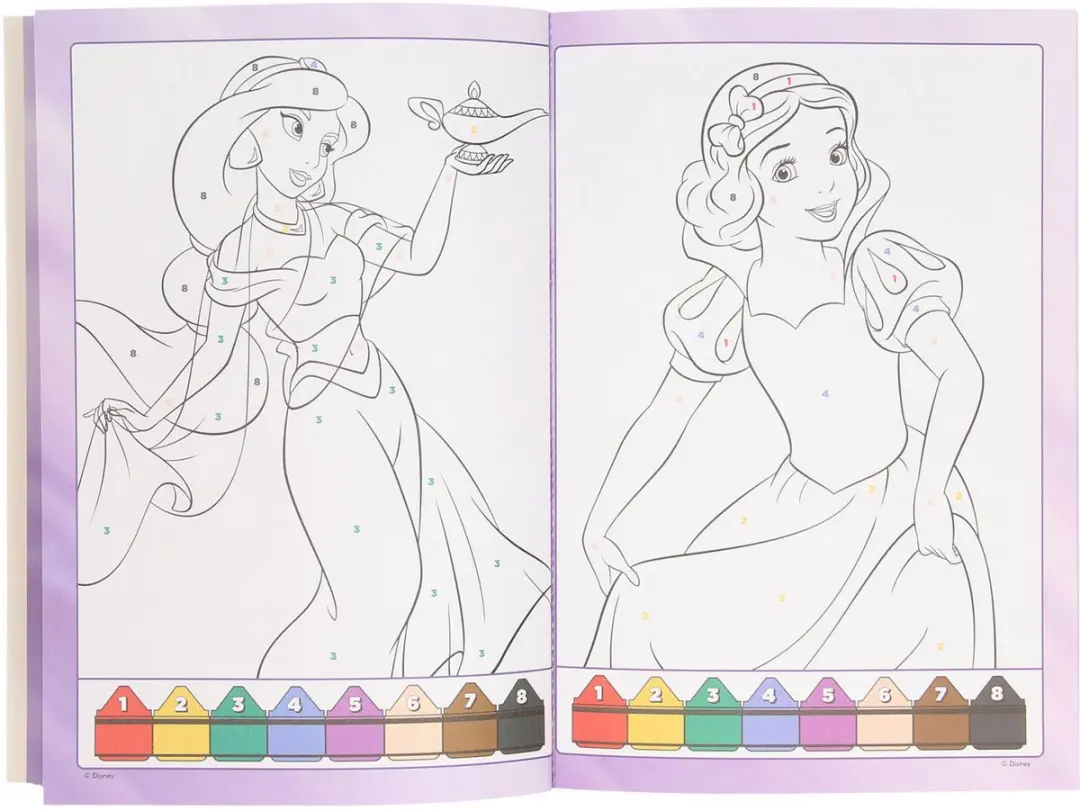 Disney Kleuren op Nummer Prinsessen - Kleurboek met 12 potloden - afbeelding 3 van 5