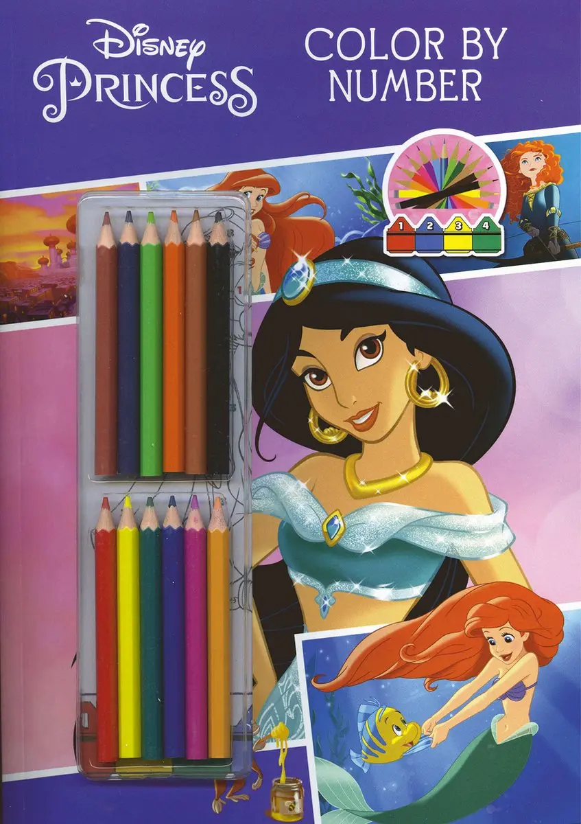 Disney Kleuren op Nummer Prinsessen - Kleurboek met 12 potloden - afbeelding 5 van 5