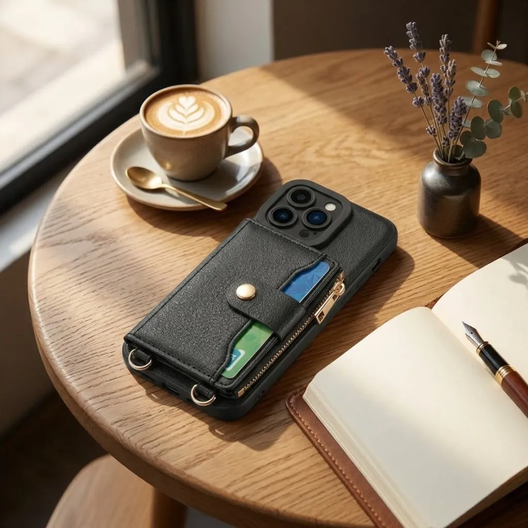 NUVEX iPhone 13 Pro Hoesje met Portemonnee - Zwart
