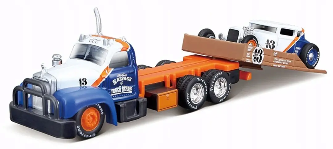 Maisto 1:64 set: Mack-flatbed uit 1953 en Ford Model A uit 1929