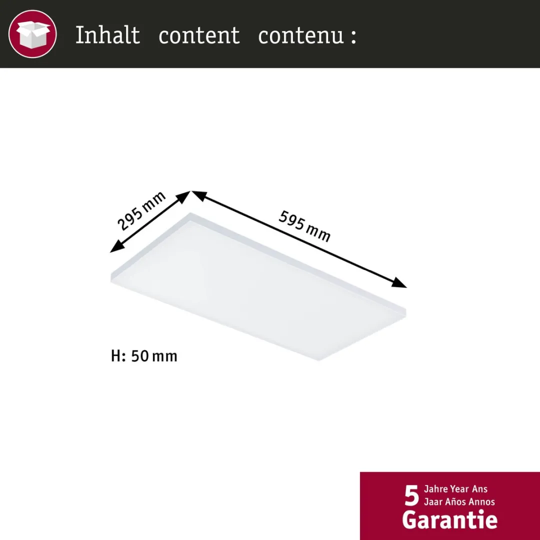 Paulmann Velora LED-paneel 26W 2550lm 3000K - 595x295mm - afbeelding 6 van 6