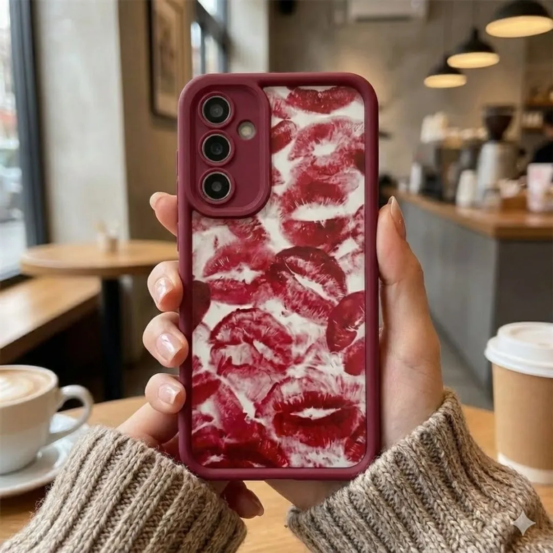 NUVEX Bordeaux Rood Telefoonhoesje Samsung Galaxy A56 - Lippenprint