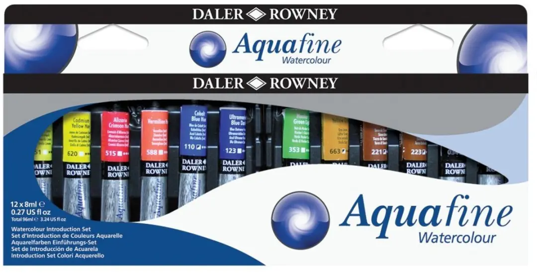 Daler-Rowney Aquafine Watercolour Introduction Set 12 x 8 ml.