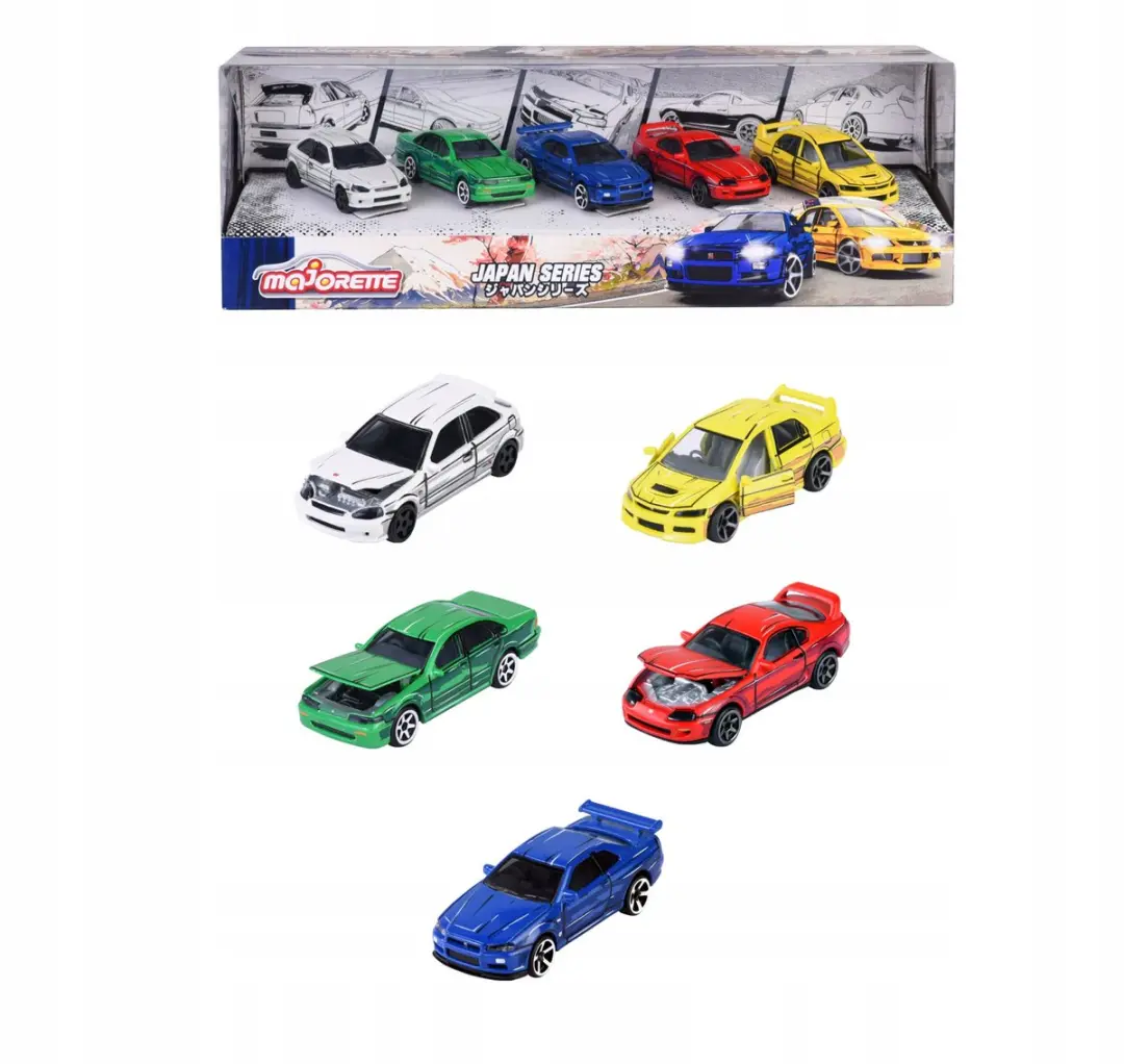 Majorette Japan Series 5-pack 1:64 Metal Auto Collectie Nieuw
