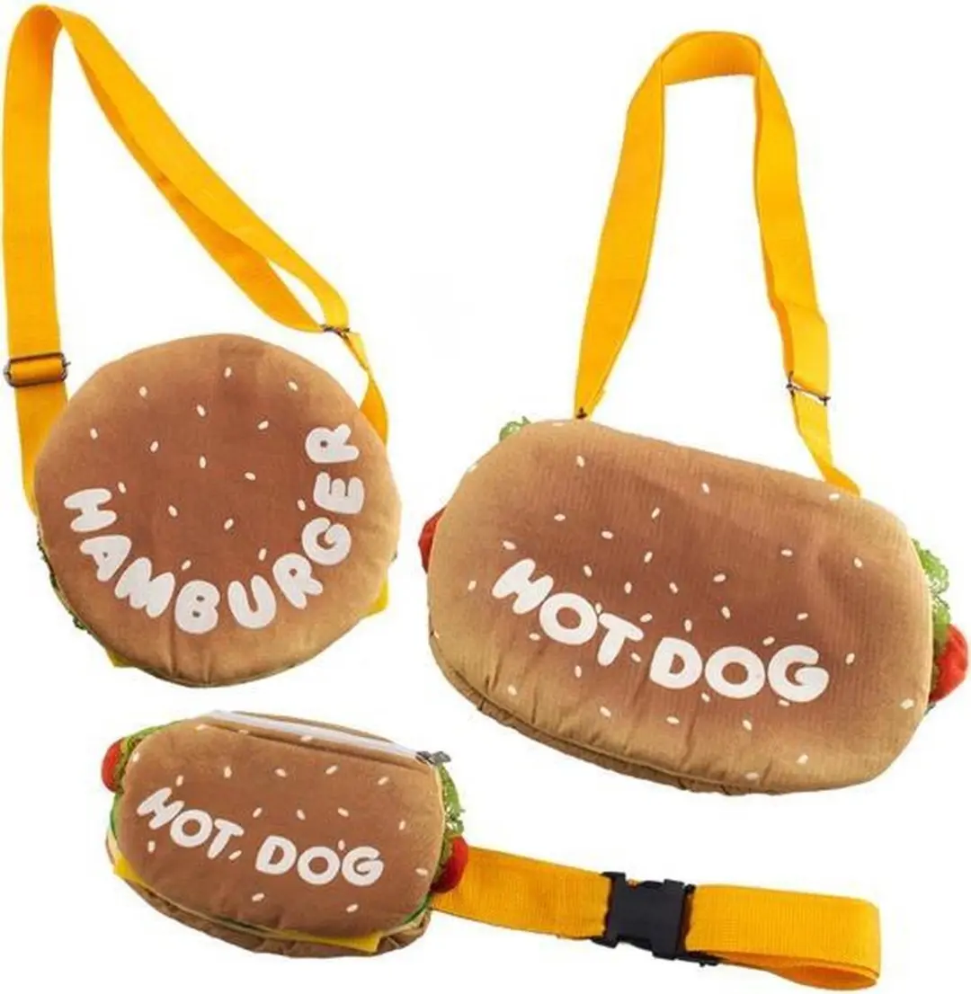 Set heup- en schoudertasjes HOT DOG en HAMBURGER