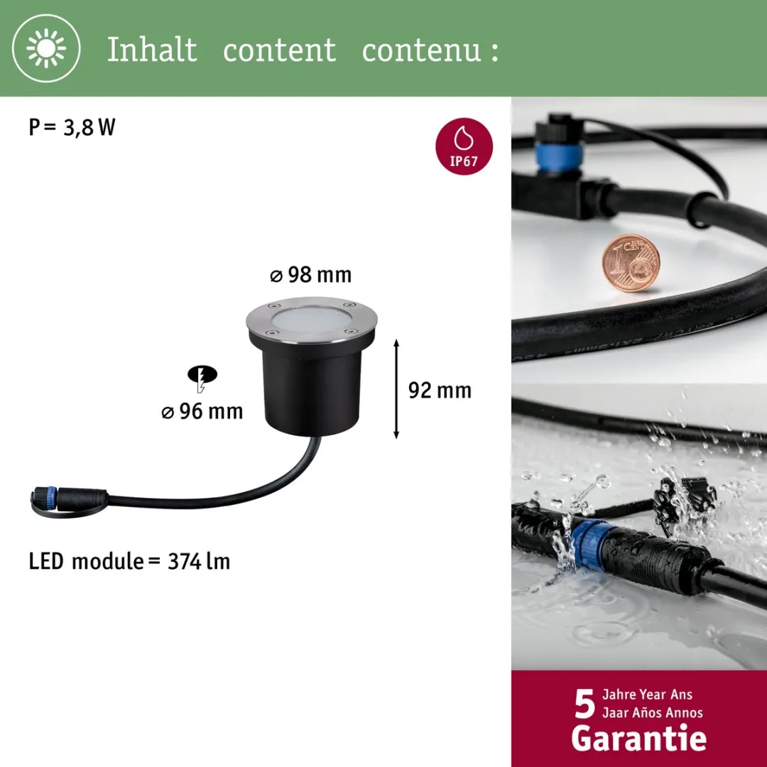Paulmann Plug & Shine LED Grondinbouwlamp Zigbee 3.0 RGBW 3,7W - Zilver