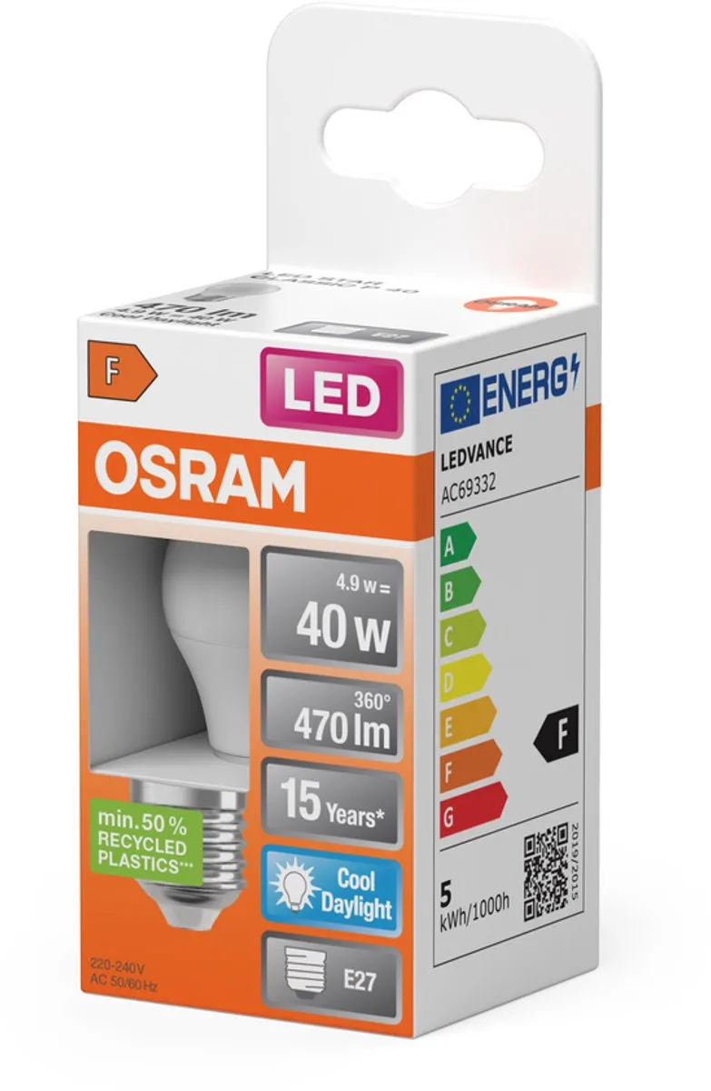 Osram LED Miniball 4.9W E27 6500K - Mat - 1 Stuk - afbeelding 6 van 6