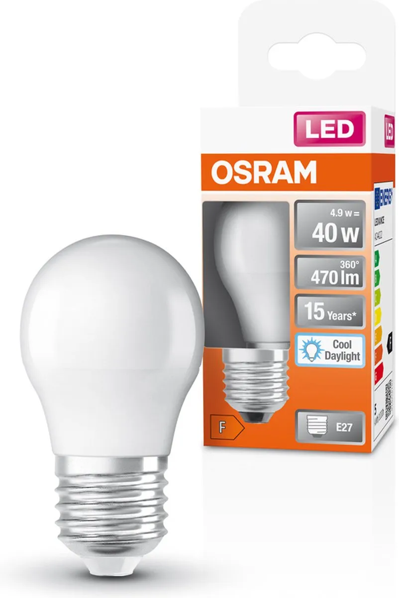 Osram LED Miniball 4.9W E27 6500K - Mat - 1 Stuk