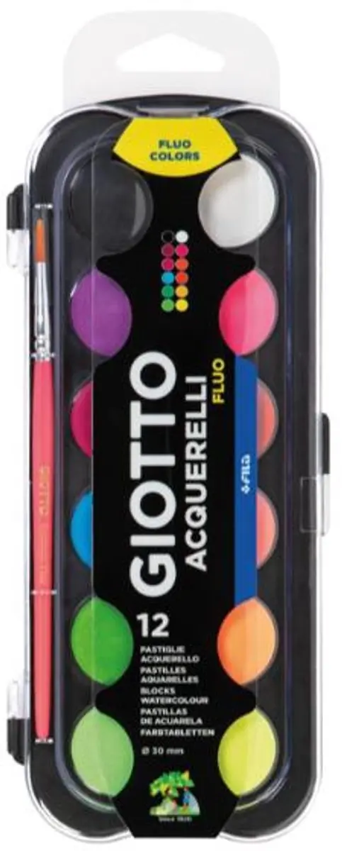 Giotto Acquerelli Fluo Aquarelverfset - 12 Kleuren - afbeelding 2 van 2