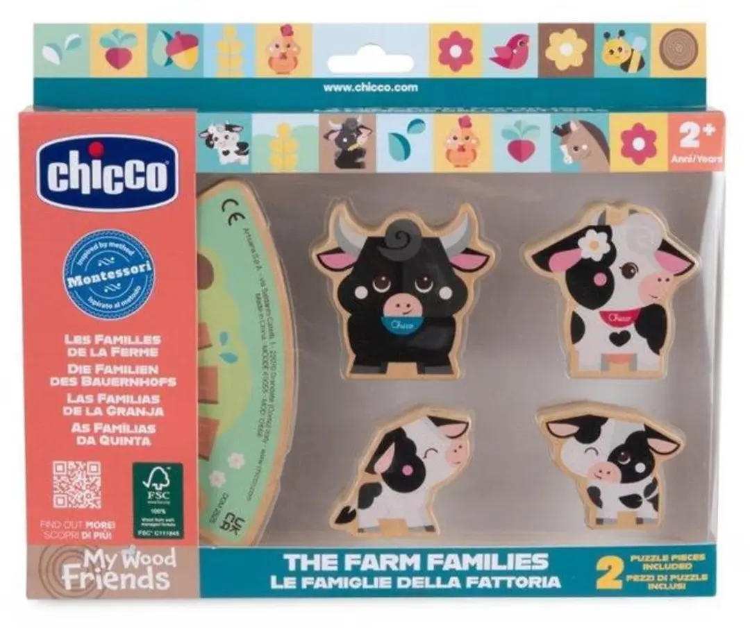 Chicco Toys Houten Koeienfamilie Speelfigurenset - 4 Figuren - afbeelding 5 van 6