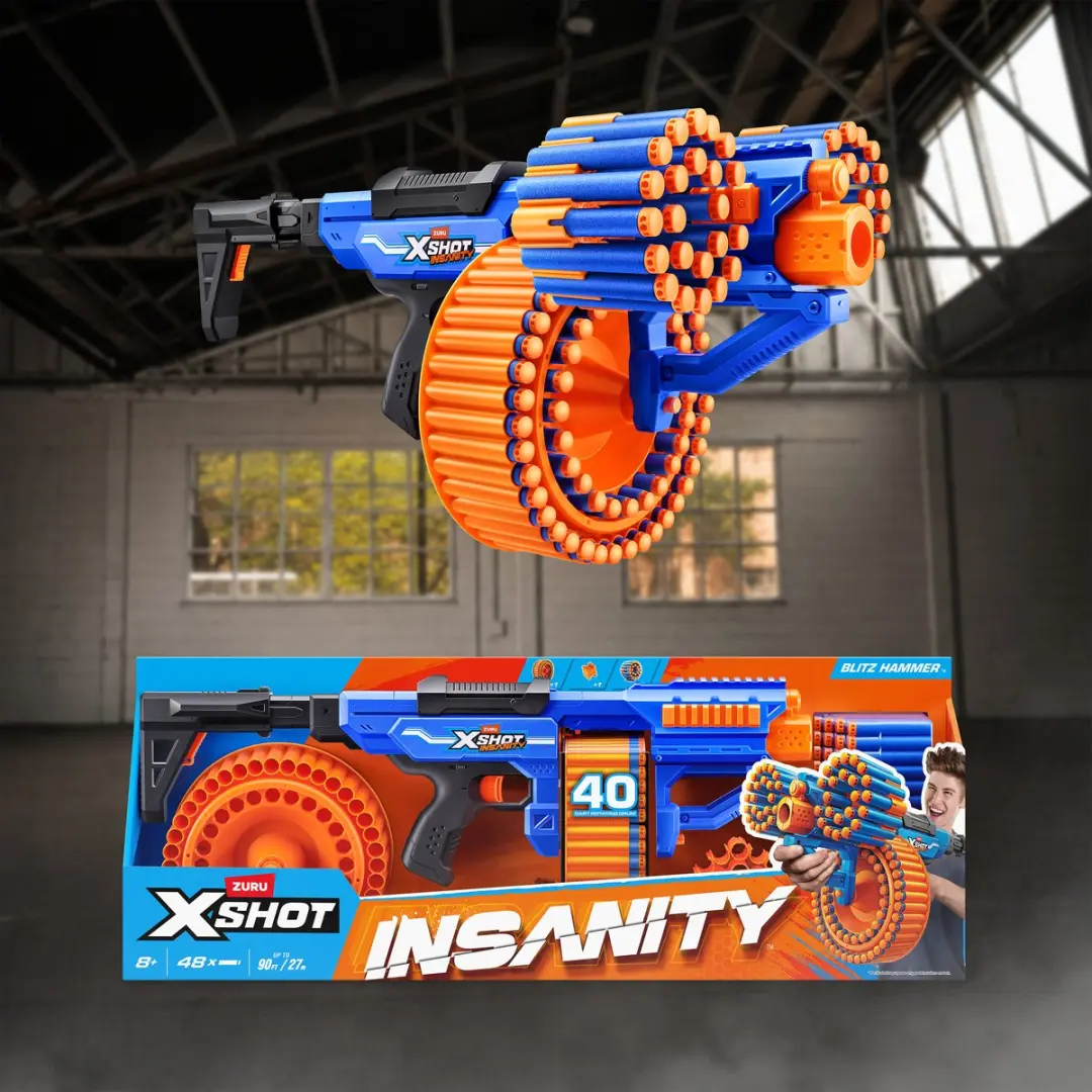 XSHOT Insanity Blitz Hammer Blaster - 48 Darts - afbeelding 3 van 6