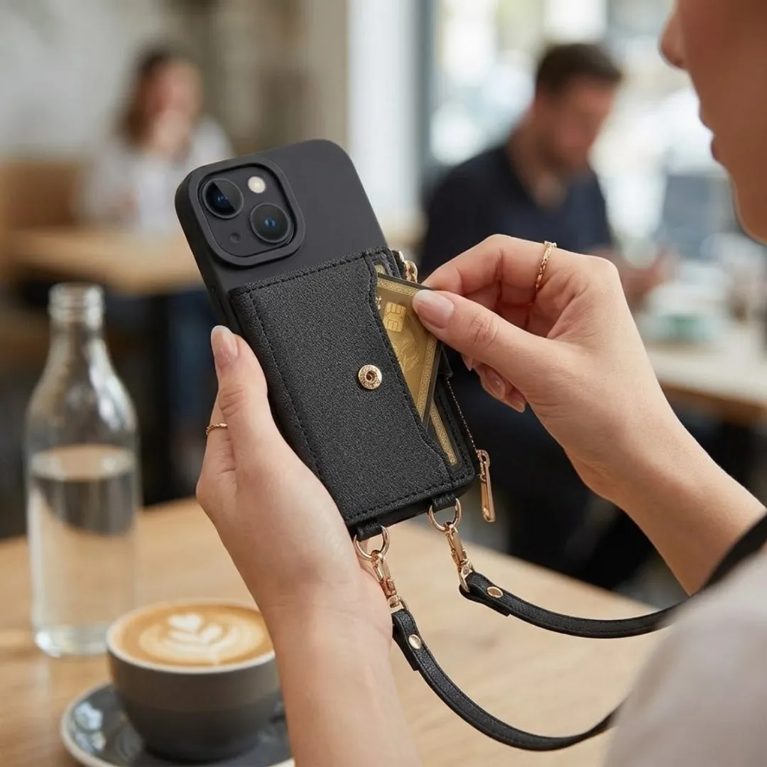 NUVEX iPhone 15 Hoesje met Portemonnee - Zwart
