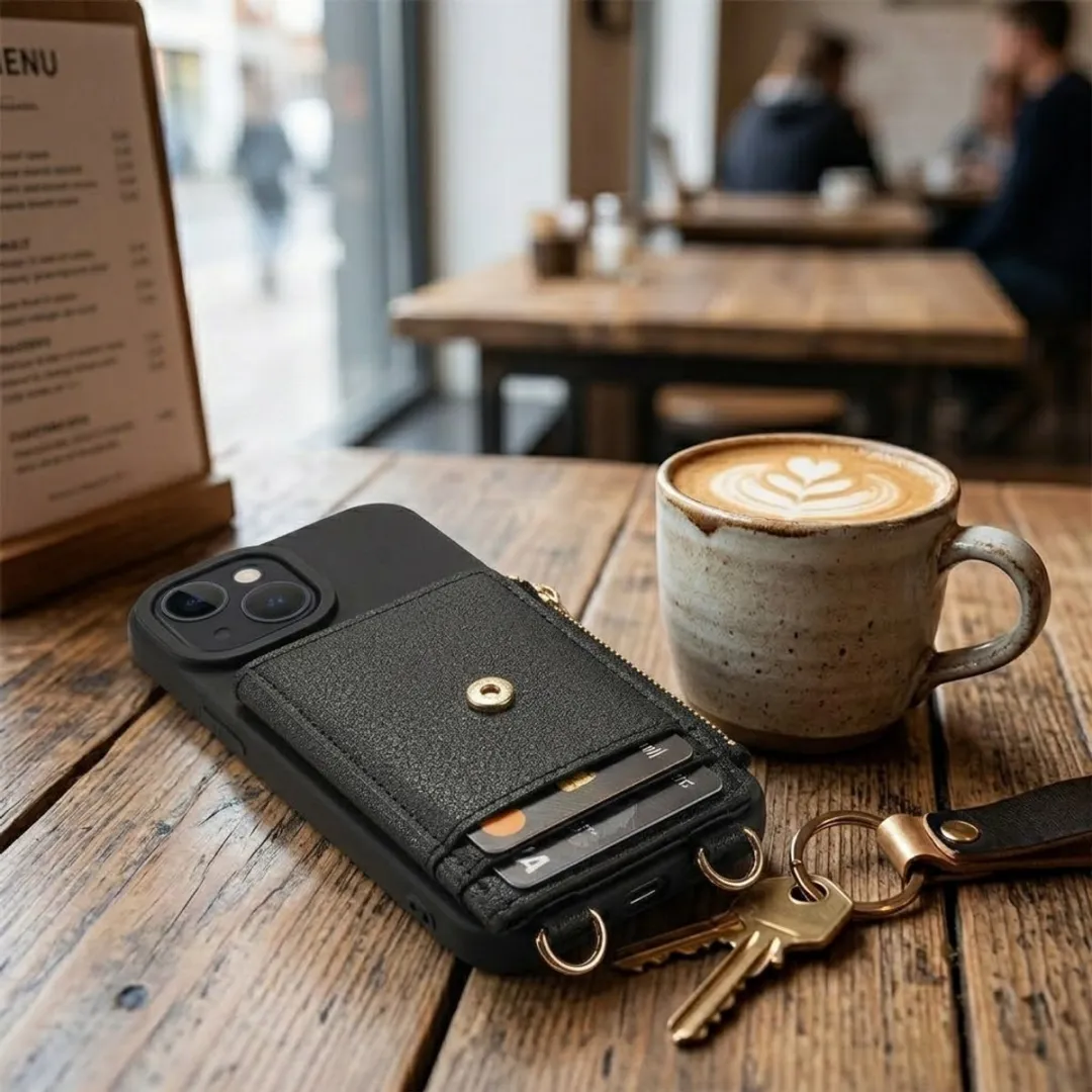 NUVEX iPhone 15 Hoesje met Portemonnee - Zwart