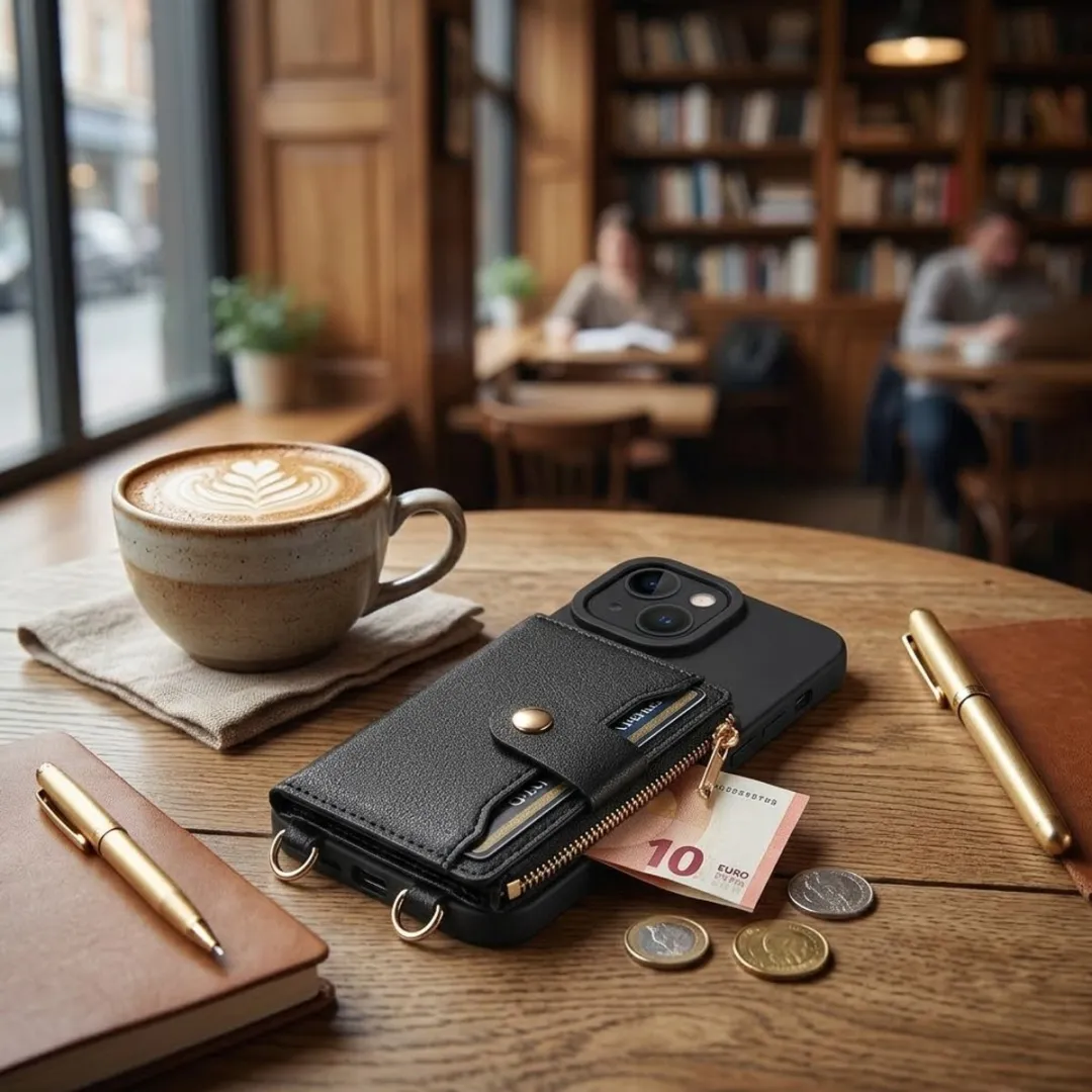 NUVEX iPhone 15 Hoesje met Portemonnee - Zwart - afbeelding 6 van 6