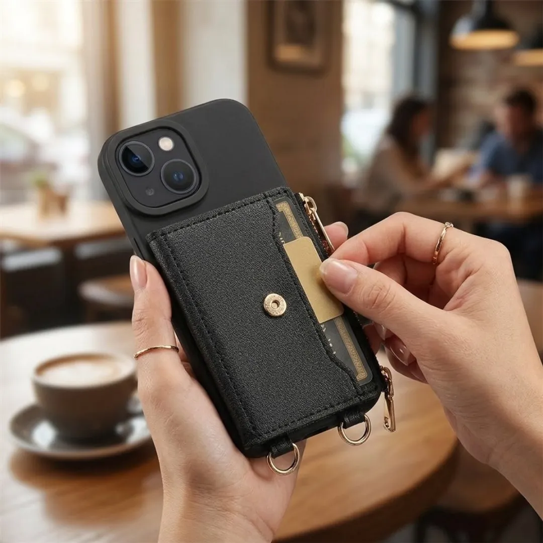NUVEX iPhone 15 Hoesje met Portemonnee - Zwart