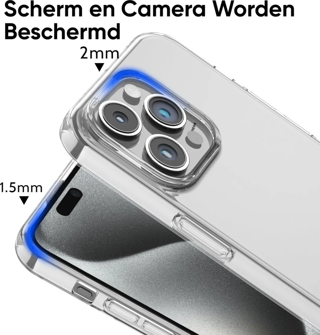 Nuvex iPhone 15 Pro Telefoonhoesje Transparant - Met Beschermglas