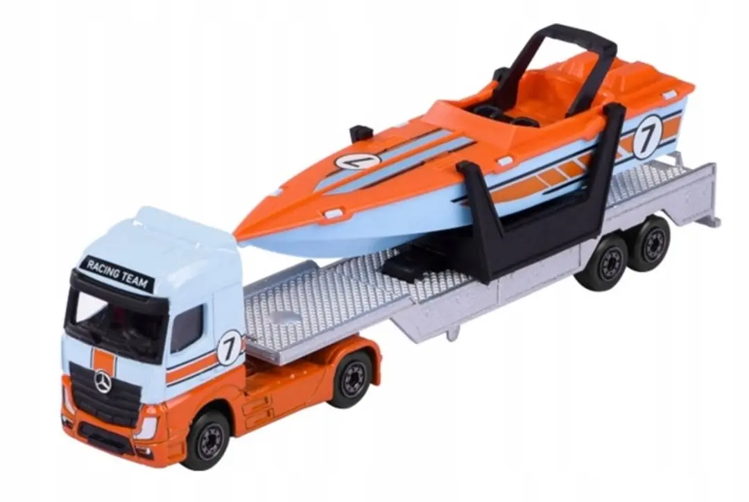 Majorette Mercedes-Benz Actros Transporter met Boot Schaal 1:87