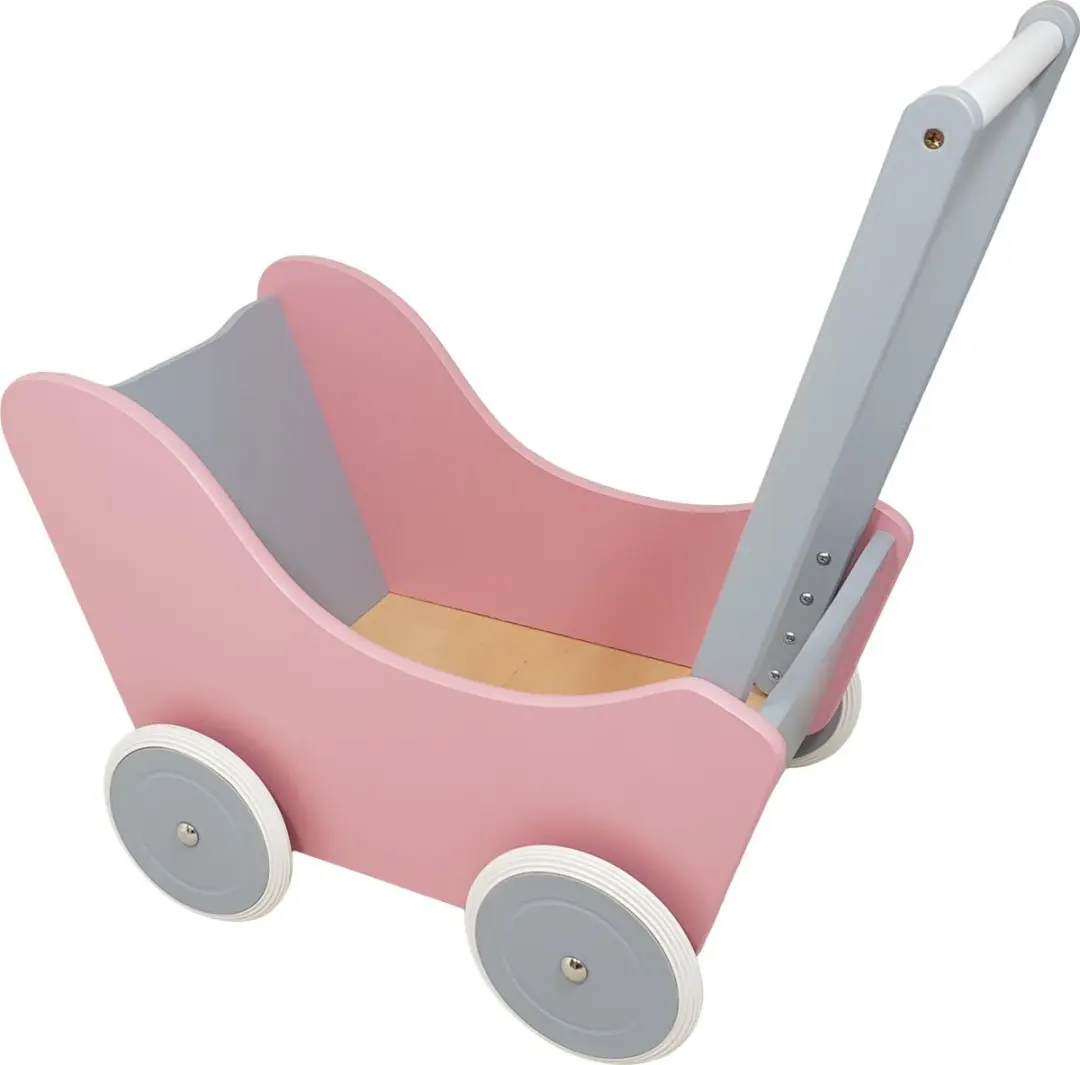 Houten Poppenwagen roze