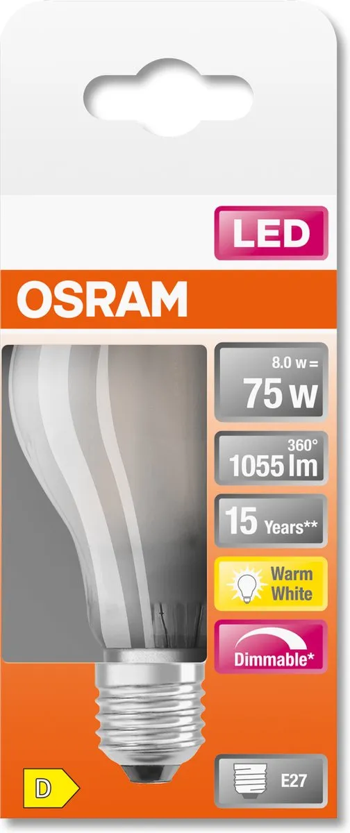 Osram LED-lamp E27 7.5W Warmwit - 2700K