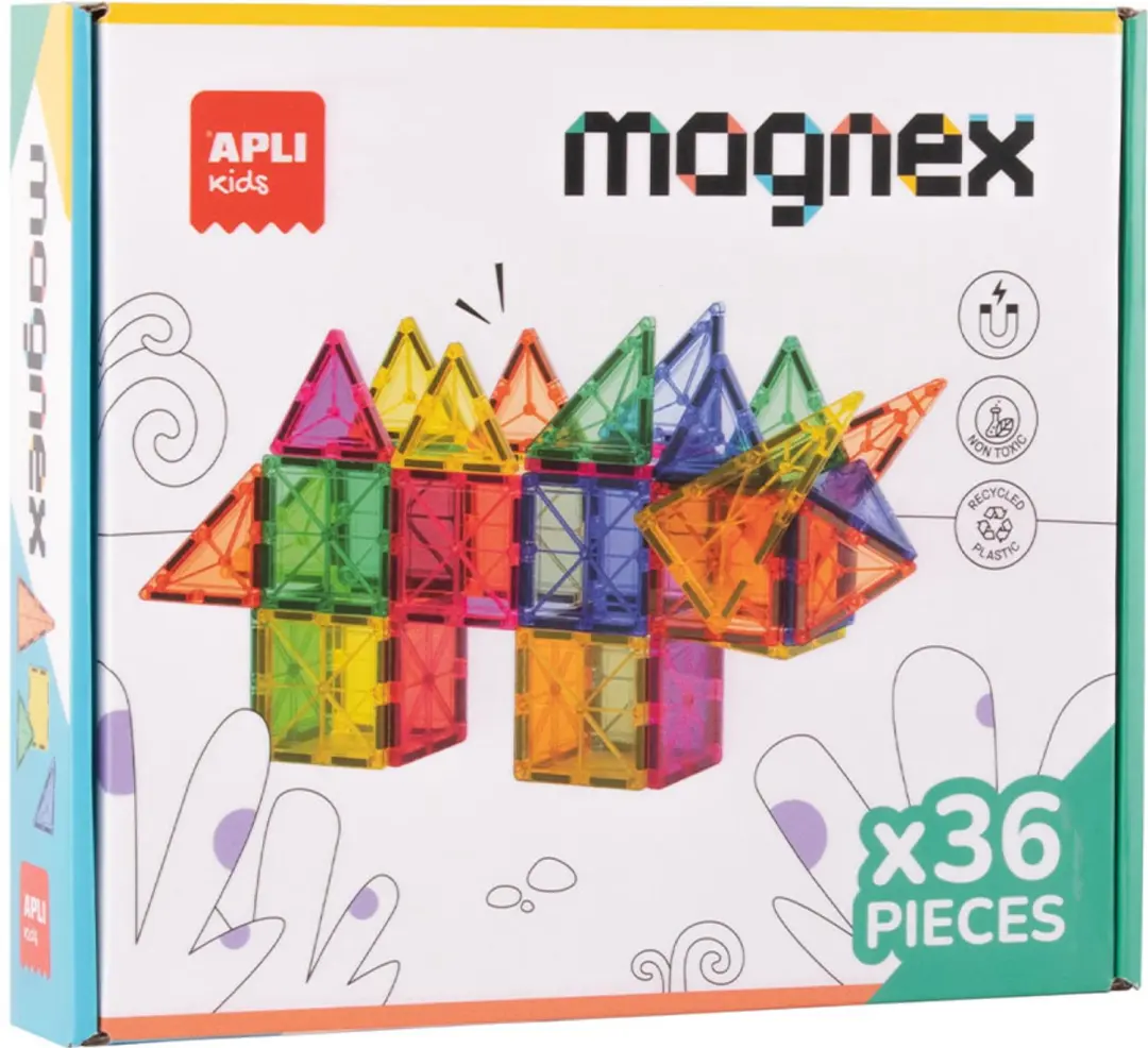 APLI Kids magnetisch speelgoed Magnex bouwblokken 36 stuks kleurrijk.