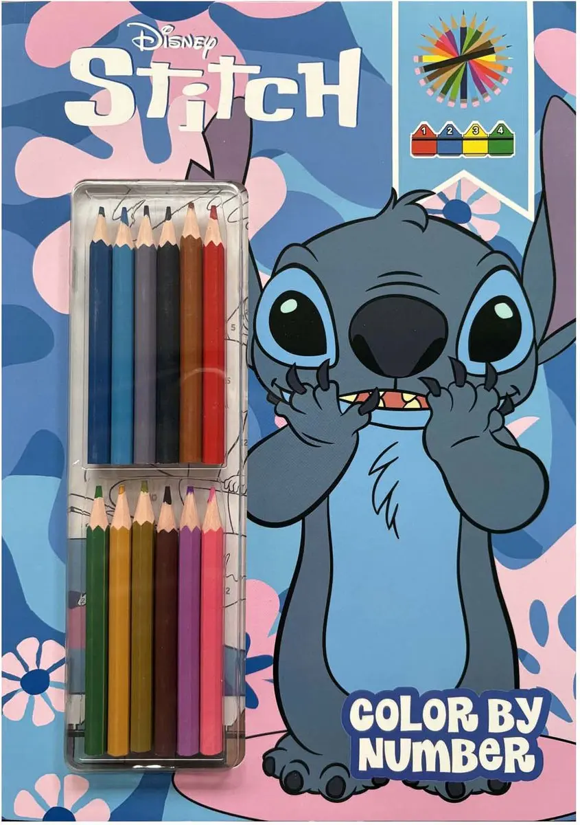 Disney Stitch Kleuren op Nummer Kleurboek met Potloden - afbeelding 6 van 6