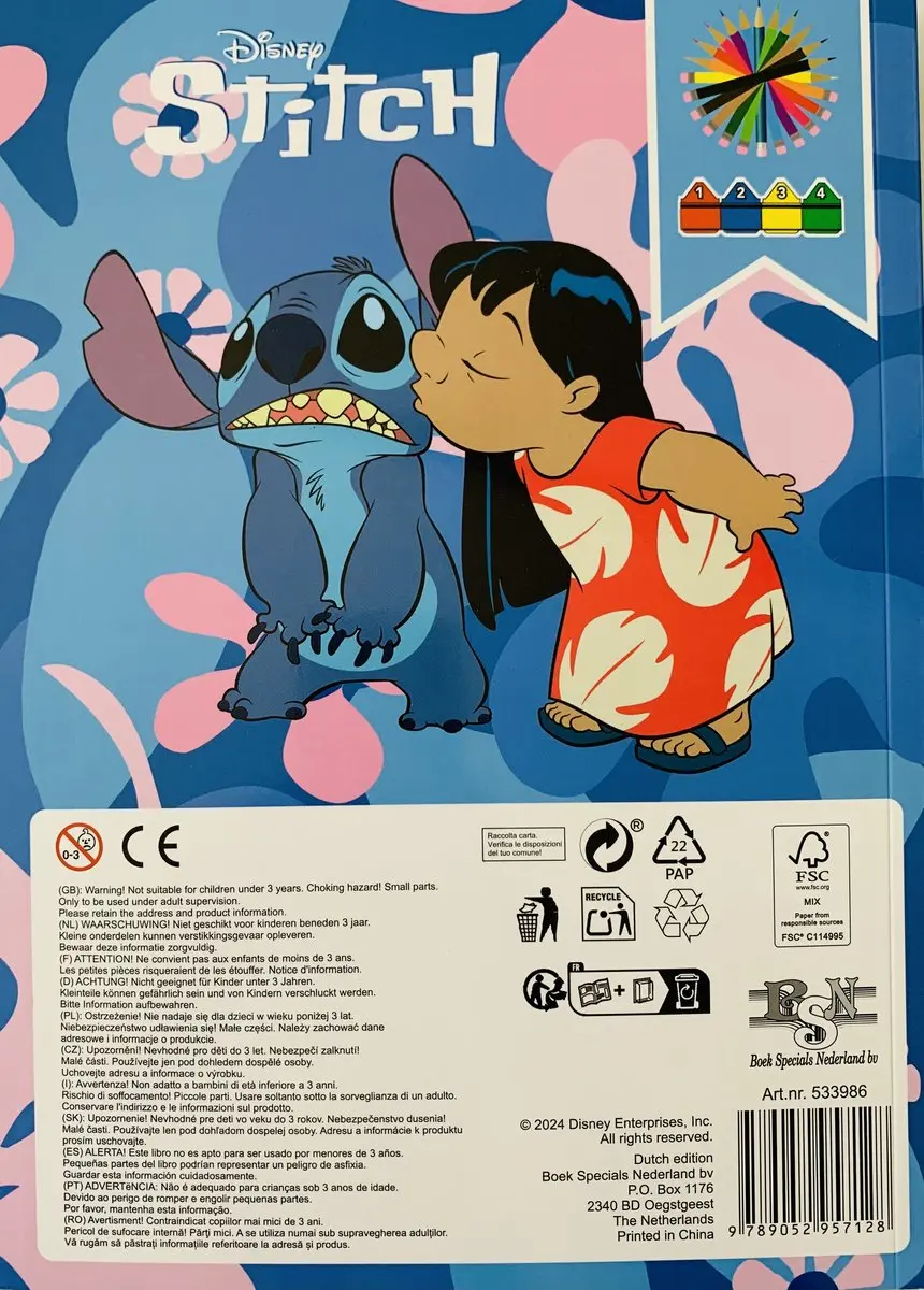 Disney Stitch Kleuren op Nummer Kleurboek met Potloden - afbeelding 2 van 6