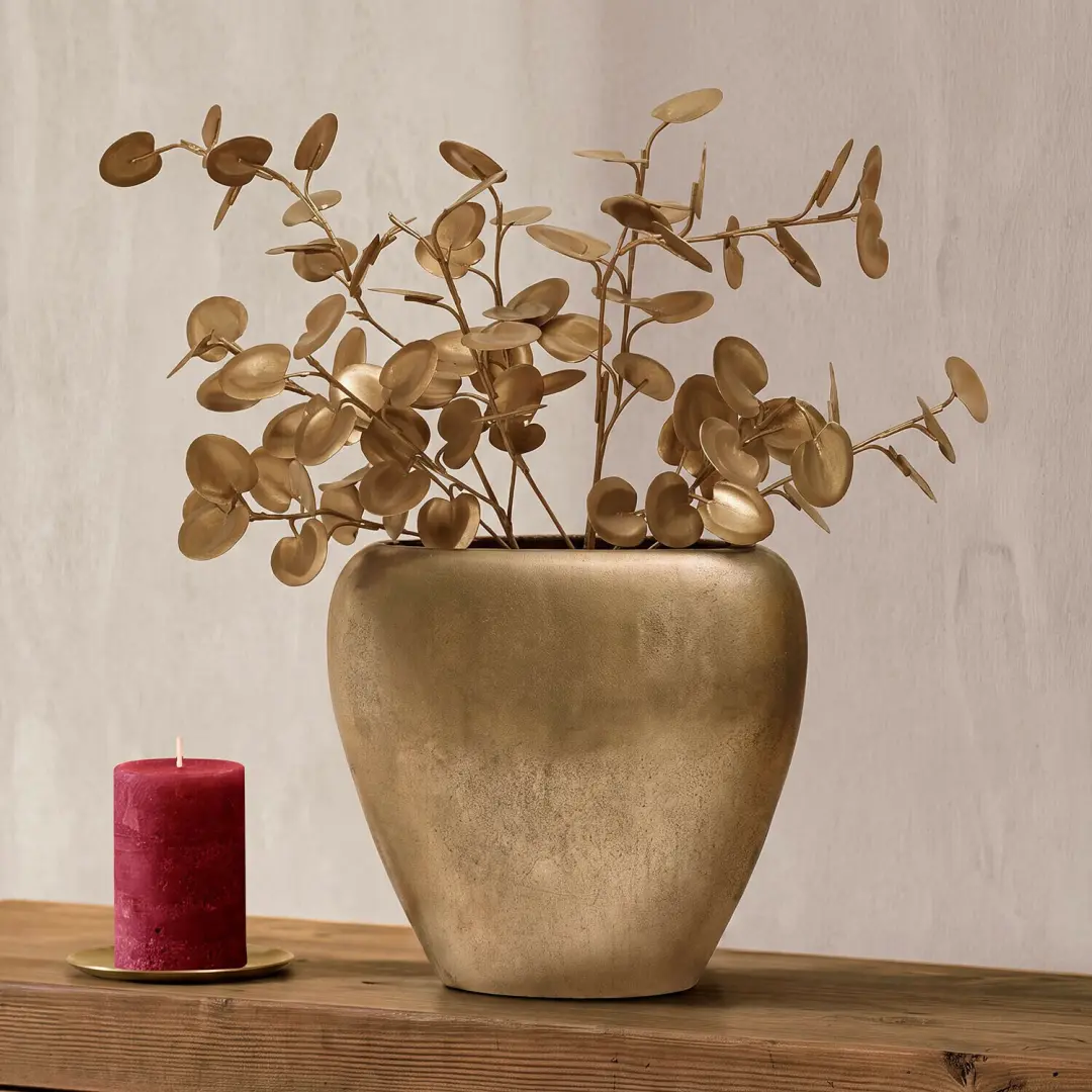 Loberon Velmora Decoratieve Bloem Set van 2 - Antiekmessing - afbeelding 3 van 6