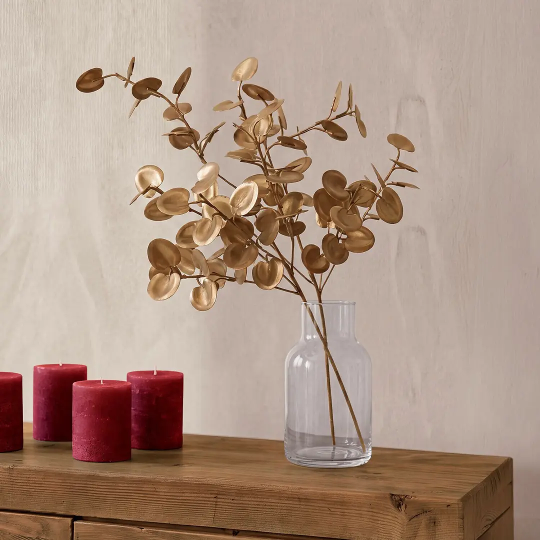 Loberon Velmora Decoratieve Bloem Set van 2 - Antiekmessing - afbeelding 5 van 6