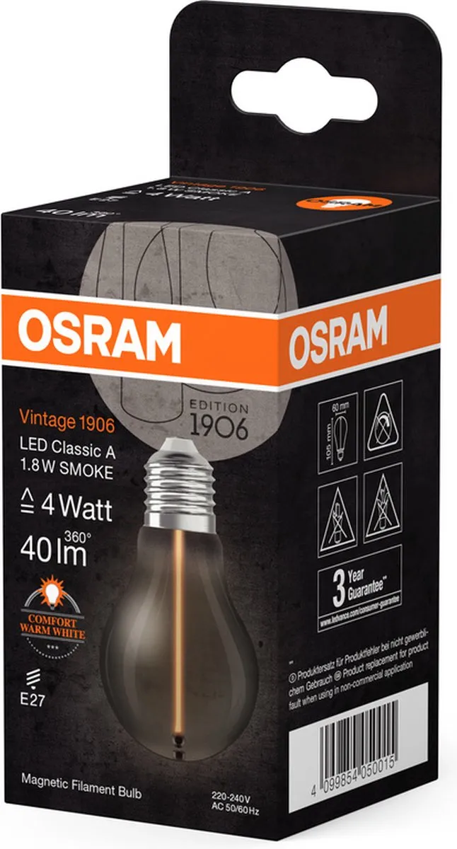 Osram Vintage 1906 LED E27 1.8W 40lm - Zeer Warm Wit 1800K