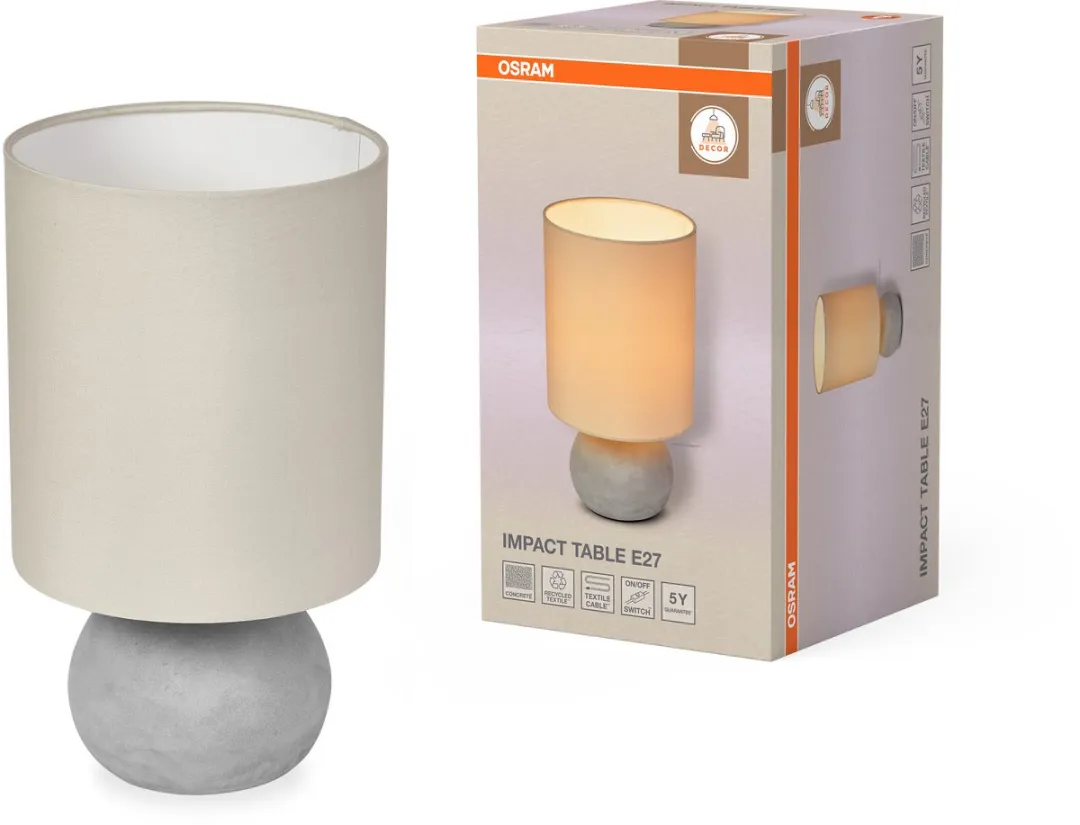 Osram Decor Impact Tafellamp E27 - 220mm - Beige/Grijs