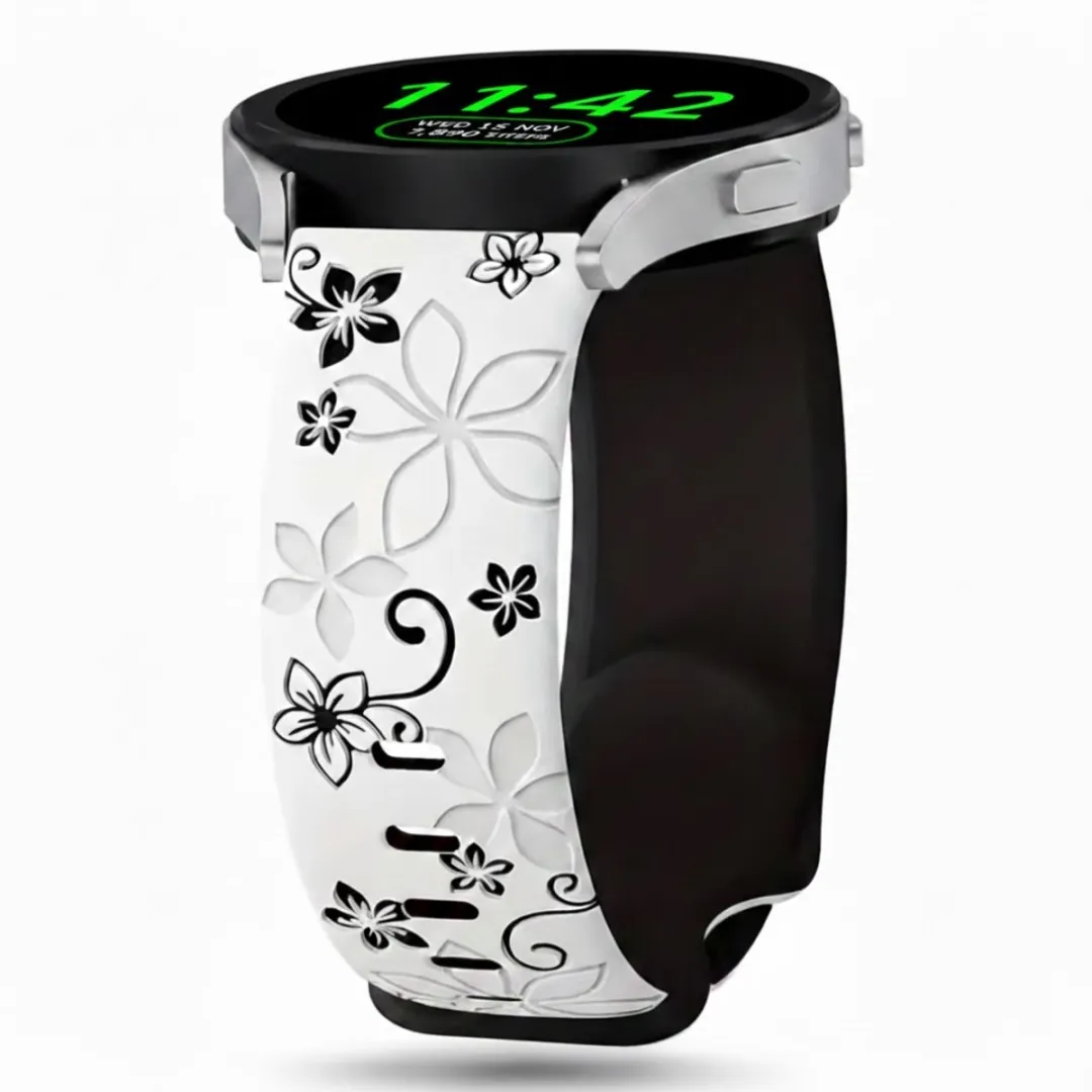 NUVEX Wit Zwart Silicone Horlogeband 22mm