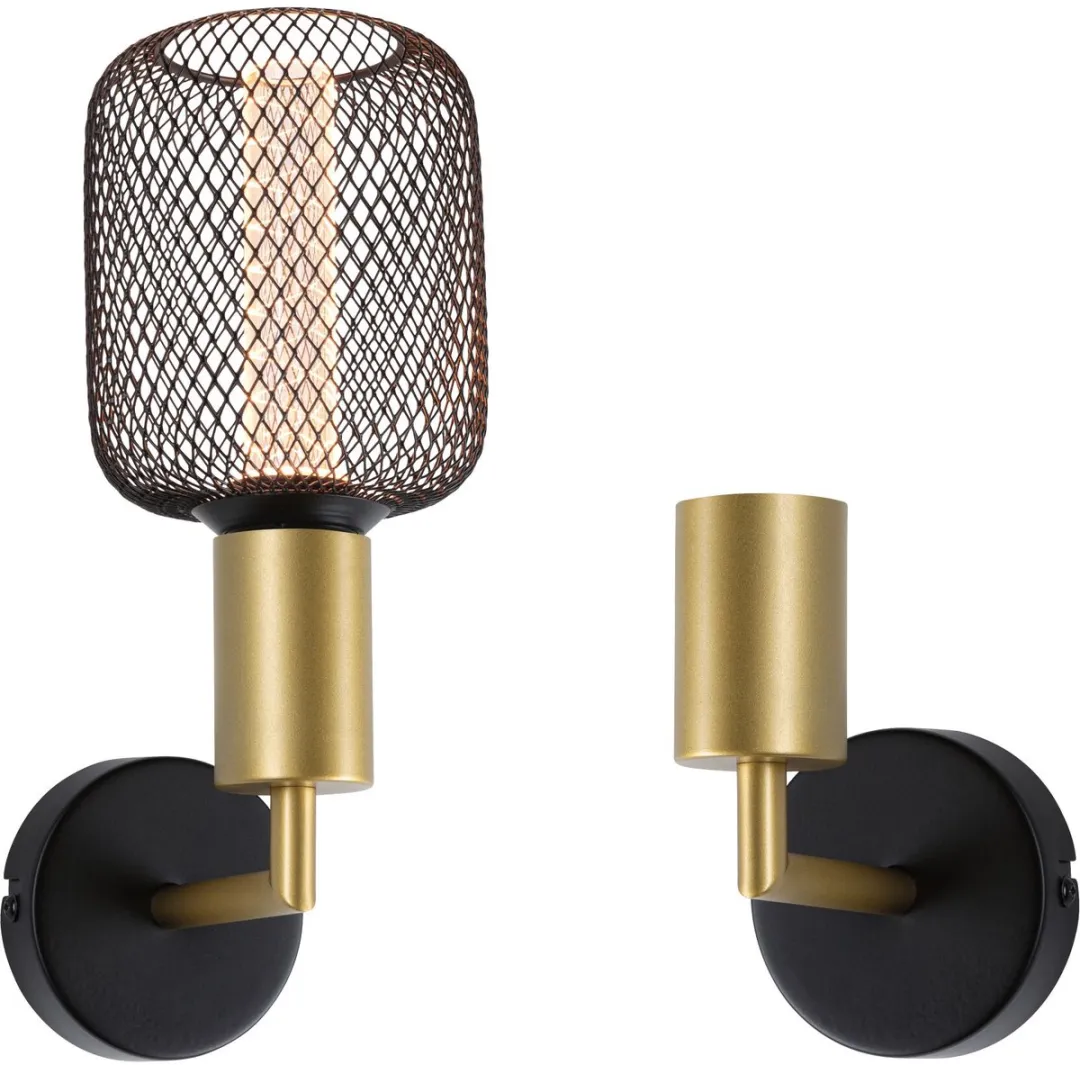 Paulmann Wandlamp Ravi IP44 E27 60W - Zwart mat, Goud