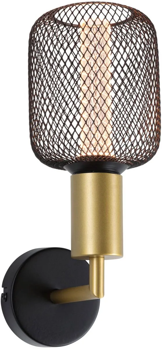 Paulmann Wandlamp Ravi IP44 E27 60W - Zwart mat, Goud