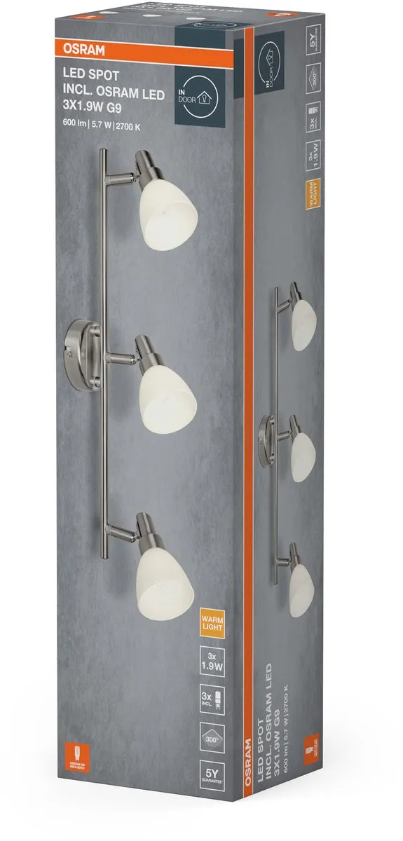 Osram LED Spot G9 3x1.9W 2700K - 600lm - Zilver