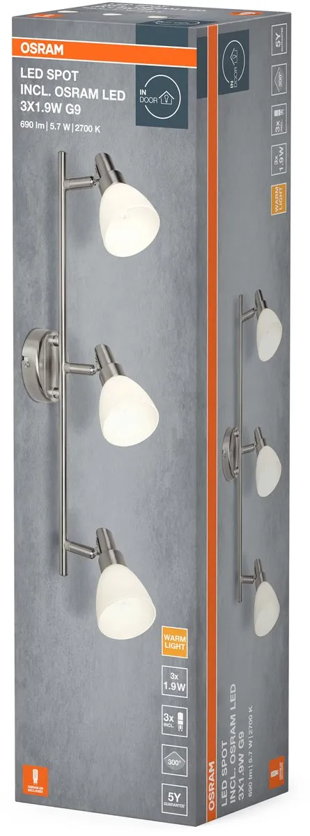 Osram LED Spot G9 3x1.9W 2700K - 600lm - Zilver