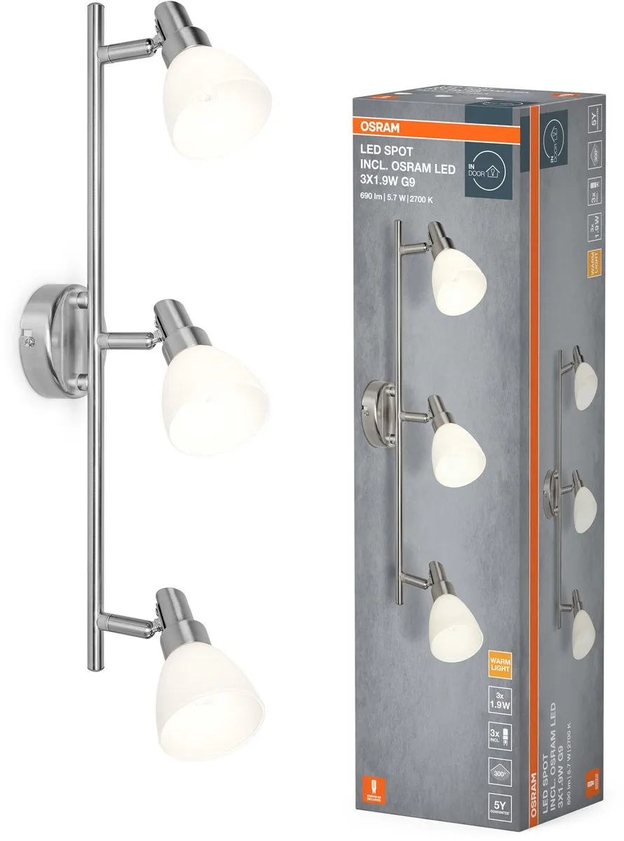 Osram LED Spot G9 3x1.9W 2700K - 600lm - Zilver - afbeelding 6 van 6