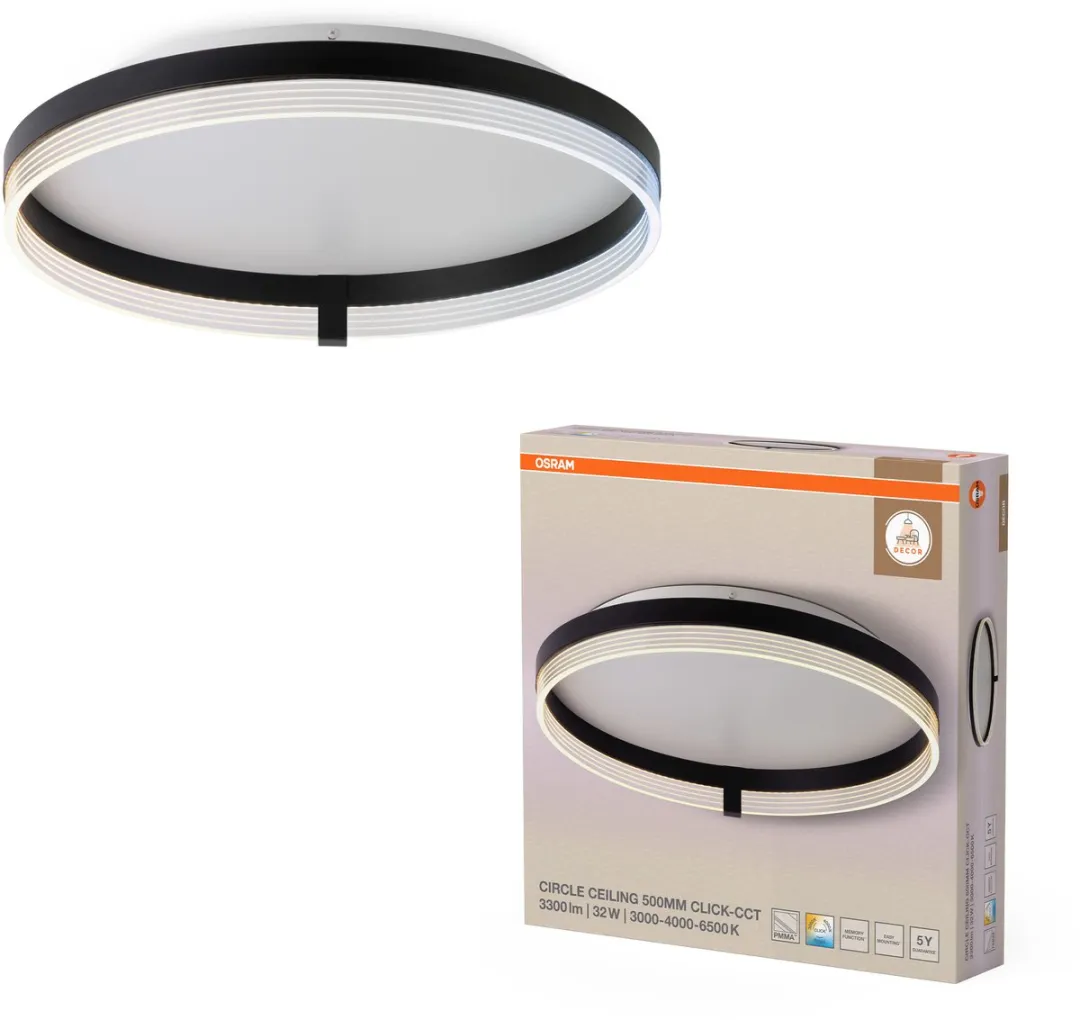 Osram Decor Circle LED Plafondlamp 500mm 32W - Zwart